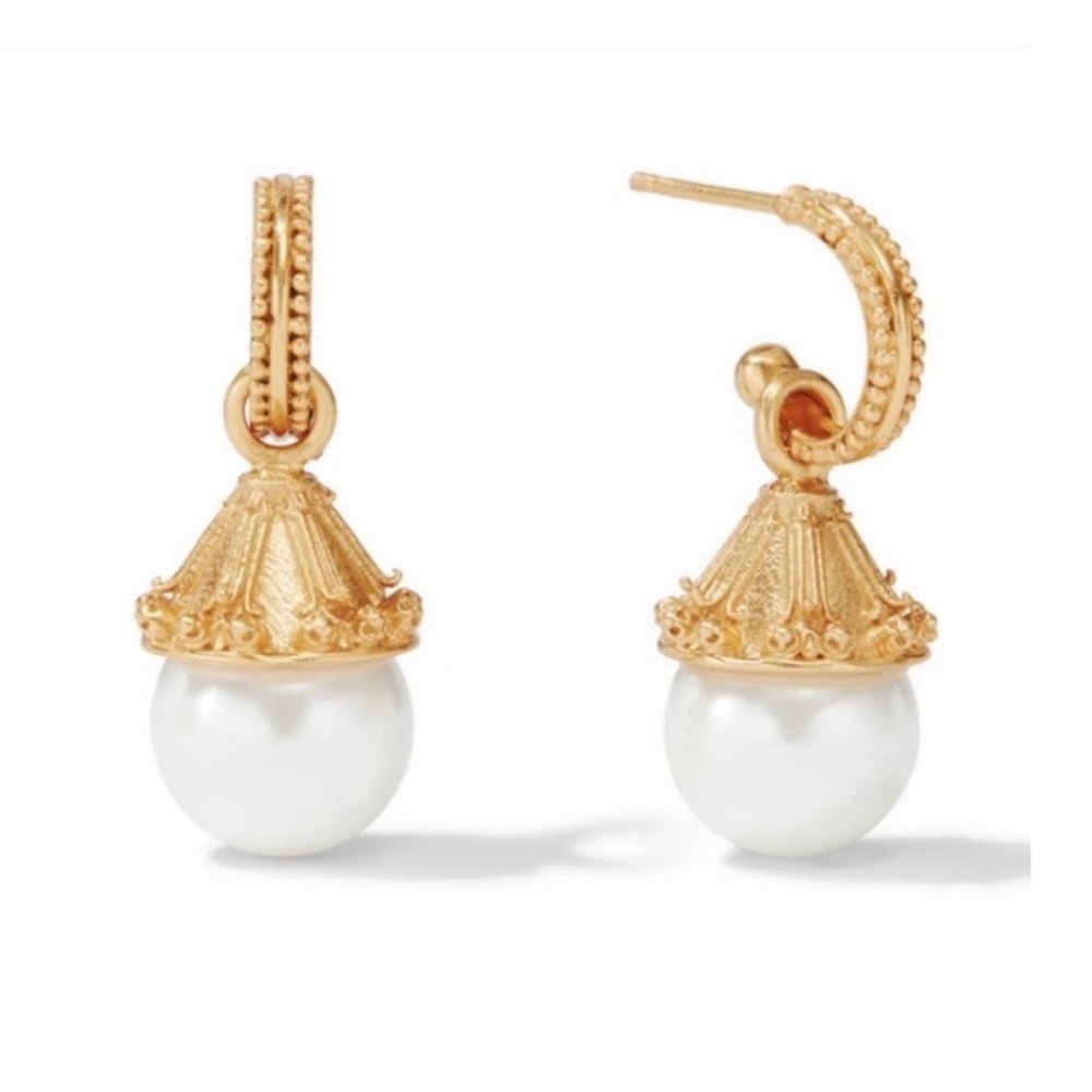 Julie Vos Meridian Hoop and Pearl Charm Earrings